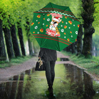 Corgi Dog Lights Corgi Bells Corgi All the Way Umbrella wirh Green Snowflake Pattern Design - Wonder Print Shop