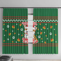 Corgi Dog Lights Corgi Bells Corgi All the Way Window Curtain wirh Green Snowflake Pattern Design - Wonder Print Shop