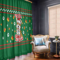Corgi Dog Lights Corgi Bells Corgi All the Way Window Curtain wirh Green Snowflake Pattern Design - Wonder Print Shop