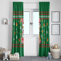 Corgi Dog Lights Corgi Bells Corgi All the Way Window Curtain wirh Green Snowflake Pattern Design - Wonder Print Shop