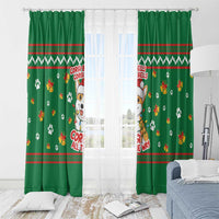 Corgi Dog Lights Corgi Bells Corgi All the Way Window Curtain wirh Green Snowflake Pattern Design - Wonder Print Shop