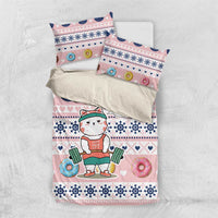 Cat I Do It For Donuts Christmas Bedding Set Xmas Holiday Patterns - Wonder Print Shop