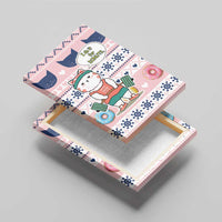 Cat I Do It For Donuts Christmas Canvas Wall Art Xmas Holiday Patterns - Wonder Print Shop