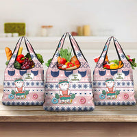 Cat I Do It For Donuts Christmas Grocery Bag Xmas Holiday Patterns - Wonder Print Shop