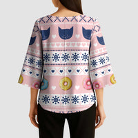 Cat I Do It For Donuts Christmas Kimono Sleeve Blouse Xmas Holiday Patterns - Wonder Print Shop