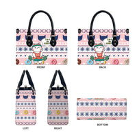 Cat I Do It For Donuts Christmas Leather Bag Xmas Holiday Patterns - Wonder Print Shop