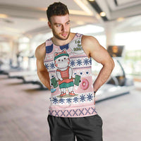 Cat I Do It For Donuts Christmas Men Tank Top Xmas Holiday Patterns - Wonder Print Shop
