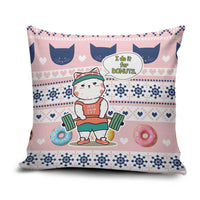 Cat I Do It For Donuts Christmas Pillow Cover Xmas Holiday Patterns - Wonder Print Shop