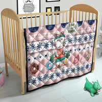 Cat I Do It For Donuts Christmas Quilt Xmas Holiday Patterns - Wonder Print Shop