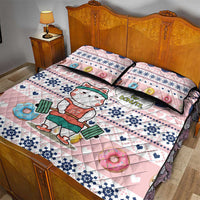 Cat I Do It For Donuts Christmas Quilt Bed Set Xmas Holiday Patterns - Wonder Print Shop