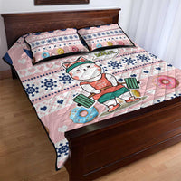 Cat I Do It For Donuts Christmas Quilt Bed Set Xmas Holiday Patterns - Wonder Print Shop