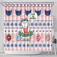 Cat I Do It For Donuts Christmas Shower Curtain Xmas Holiday Patterns - Wonder Print Shop