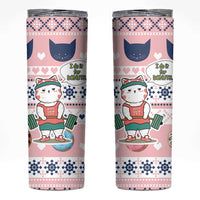 Cat I Do It For Donuts Christmas Skinny Tumbler Xmas Holiday Patterns - Wonder Print Shop