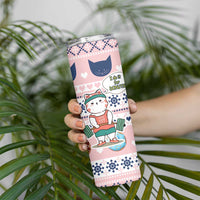 Cat I Do It For Donuts Christmas Skinny Tumbler Xmas Holiday Patterns - Wonder Print Shop