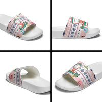 Cat I Do It For Donuts Christmas Slide Sandals Xmas Holiday Patterns - Wonder Print Shop