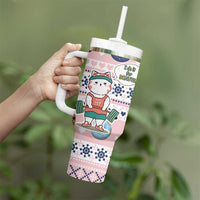 Cat I Do It For Donuts Christmas Tumbler With Handle Xmas Holiday Patterns - Wonder Print Shop