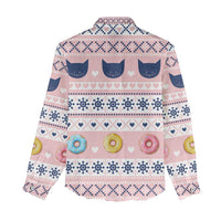 Cat I Do It For Donuts Christmas Women Casual Shirt Xmas Holiday Patterns - Wonder Print Shop