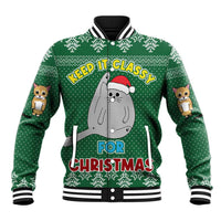 Cat Keep It Classy Christmas Baseball Jacket Xmas Holiday Patterns - Wonder Print Shop