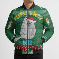 Cat Keep It Classy Christmas Bomber Puffer Jacket Xmas Holiday Patterns - Wonder Print Shop