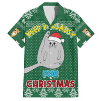 Cat Keep It Classy Christmas Family Matching Short Sleeve Bodycon Dress and Hawaiian Shirt Xmas Holiday Patterns - Wonder Print Shop