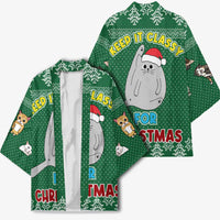 Cat Keep It Classy Christmas Kimono Xmas Holiday Patterns - Wonder Print Shop