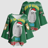 Cat Keep It Classy Christmas Kimono Sleeve Blouse Xmas Holiday Patterns - Wonder Print Shop