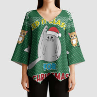 Cat Keep It Classy Christmas Kimono Sleeve Blouse Xmas Holiday Patterns - Wonder Print Shop