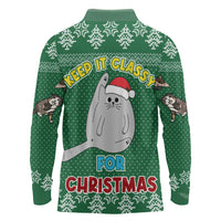 Cat Keep It Classy Christmas Long Sleeve Polo Shirt Xmas Holiday Patterns - Wonder Print Shop