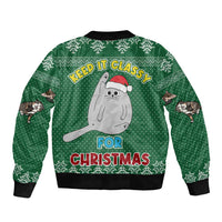 Cat Keep It Classy Christmas Sleeve Zip Bomber Jacket Xmas Holiday Patterns - Wonder Print Shop