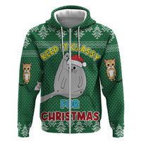 Cat Keep It Classy Christmas Zip Hoodie Xmas Holiday Patterns - Wonder Print Shop