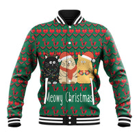 Cat Meowy Christmas Baseball Jacket Xmas Holiday Patterns - Wonder Print Shop