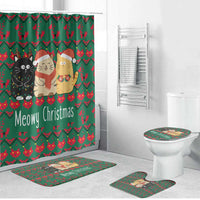 Cat Meowy Christmas Bathroom Set Xmas Holiday Patterns - Wonder Print Shop