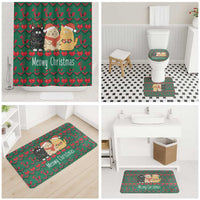 Cat Meowy Christmas Bathroom Set Xmas Holiday Patterns - Wonder Print Shop