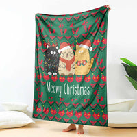 Cat Meowy Christmas Blanket Xmas Holiday Patterns - Wonder Print Shop