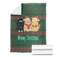 Cat Meowy Christmas Blanket Xmas Holiday Patterns - Wonder Print Shop