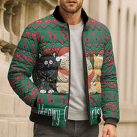 Cat Meowy Christmas Bomber Puffer Jacket Xmas Holiday Patterns - Wonder Print Shop
