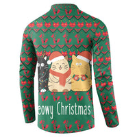 Cat Meowy Christmas Button Sweatshirt Xmas Holiday Patterns - Wonder Print Shop