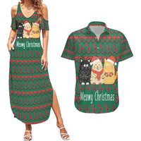 Cat Meowy Christmas Couples Matching Summer Maxi Dress and Hawaiian Shirt Xmas Holiday Patterns - Wonder Print Shop