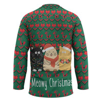 Cat Meowy Christmas Hockey Jersey Xmas Holiday Patterns - Wonder Print Shop