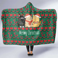 Cat Meowy Christmas Hooded Blanket Xmas Holiday Patterns - Wonder Print Shop