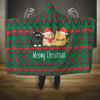 Cat Meowy Christmas Hooded Blanket Xmas Holiday Patterns - Wonder Print Shop