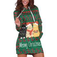 Cat Meowy Christmas Hoodie Dress Xmas Holiday Patterns - Wonder Print Shop