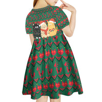 Cat Meowy Christmas Kid Short Sleeve Dress Xmas Holiday Patterns - Wonder Print Shop