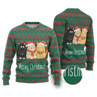 Cat Meowy Christmas Ugly Christmas Sweater Xmas Holiday Patterns - Wonder Print Shop