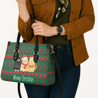 Cat Meowy Christmas Leather Bag Xmas Holiday Patterns - Wonder Print Shop