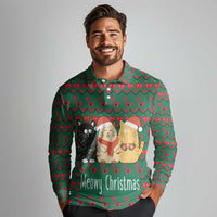 Cat Meowy Christmas Long Sleeve Polo Shirt Xmas Holiday Patterns - Wonder Print Shop