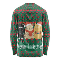 Cat Meowy Christmas Long Sleeve Shirt Xmas Holiday Patterns - Wonder Print Shop