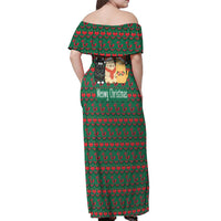 Cat Meowy Christmas Off Shoulder Maxi Dress Xmas Holiday Patterns - Wonder Print Shop