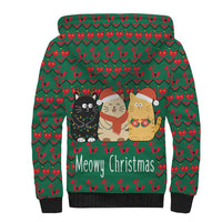 Cat Meowy Christmas Sherpa Hoodie Xmas Holiday Patterns - Wonder Print Shop