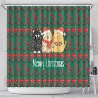 Cat Meowy Christmas Shower Curtain Xmas Holiday Patterns - Wonder Print Shop